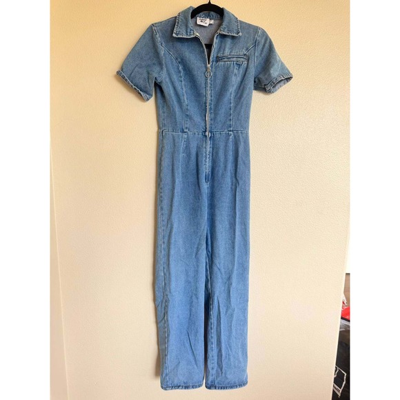 Princess Polly Pants - Princess Polly Light Denim Jumpsuit Boilersuit 4 Zip Front Y2K Streetwear Y2k